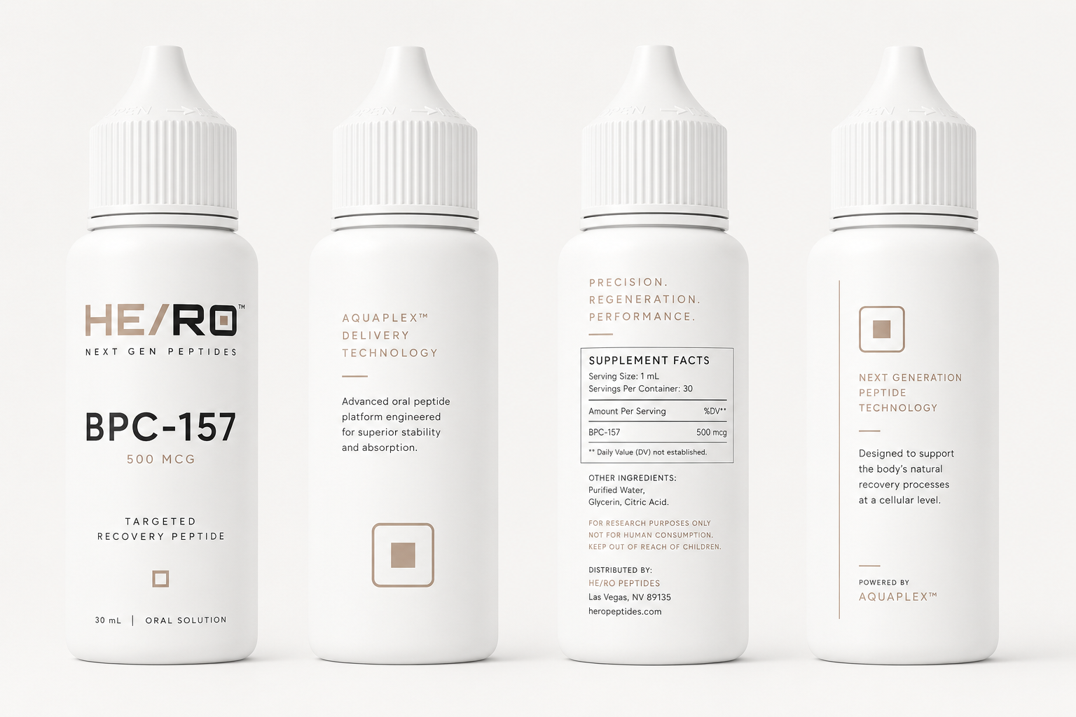 HE/RO BPC-157 light bottle lineup